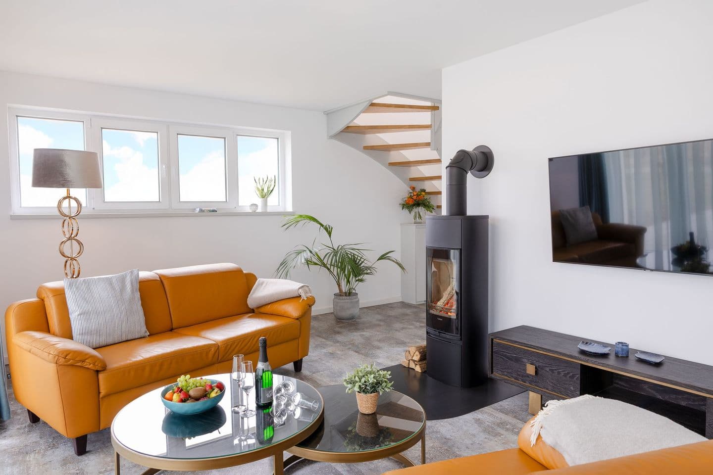 Ferienhaus B Fischerhütte Neukamp in Neukamp – Wohnzimmer