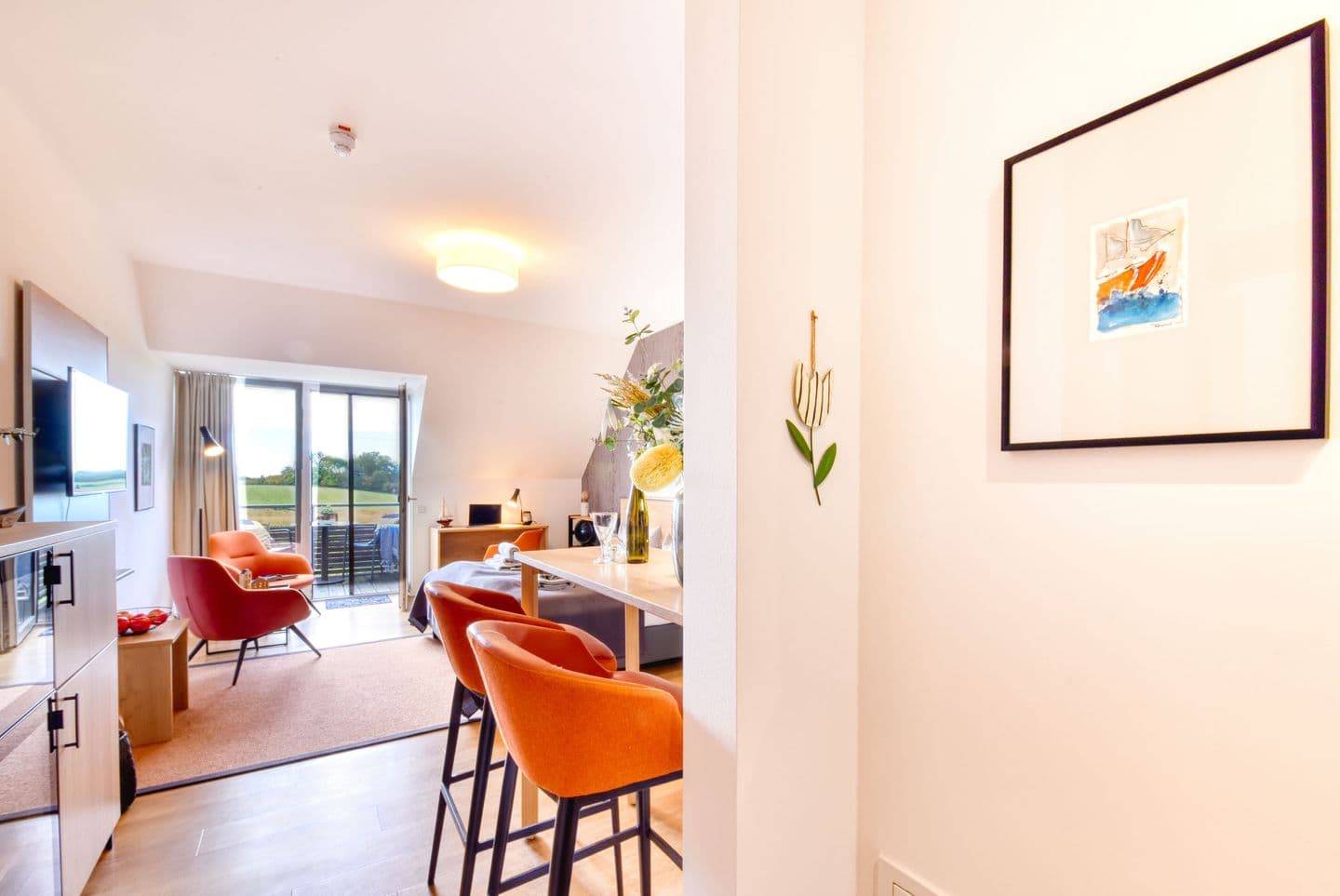 Ferienwohnung Grasmücke 09 im Wreecher Idyll Rügen in Wreechen – Wohnzimmer